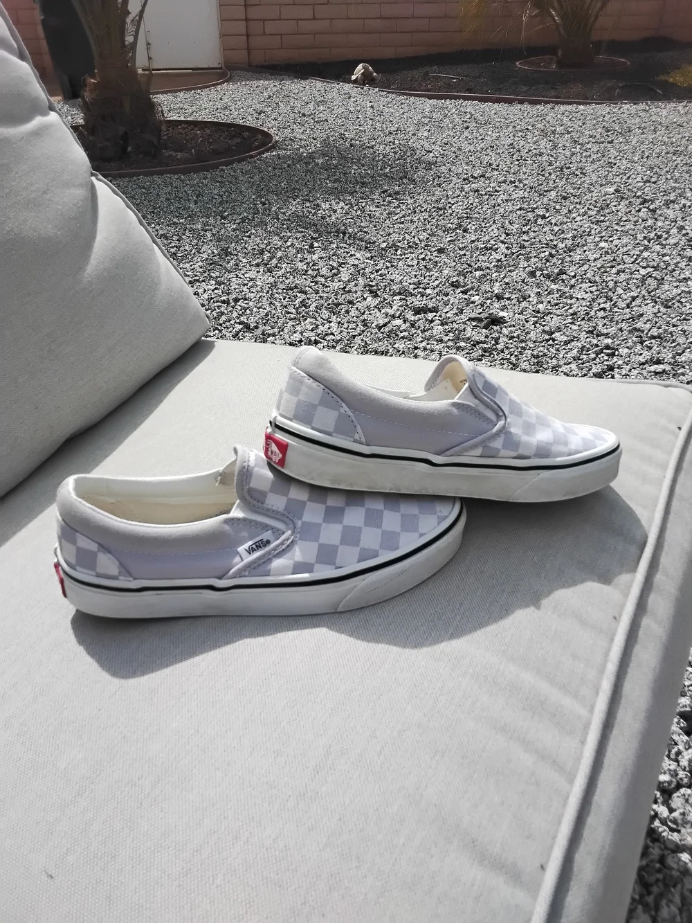 Vans Slip-On Checkerboard Sneakers - Light Purple/White Size 6